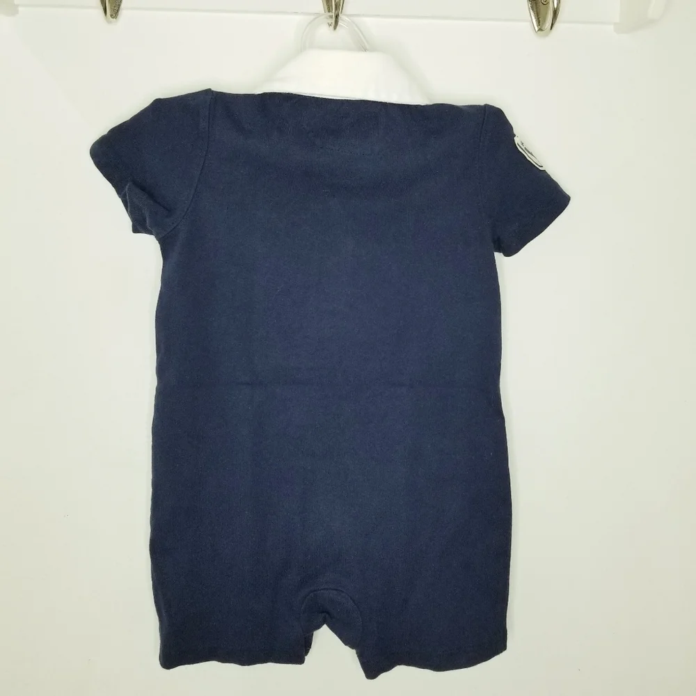 Ralph Lauren Cotton Infant Polo Shortall Navy Blue 9mo